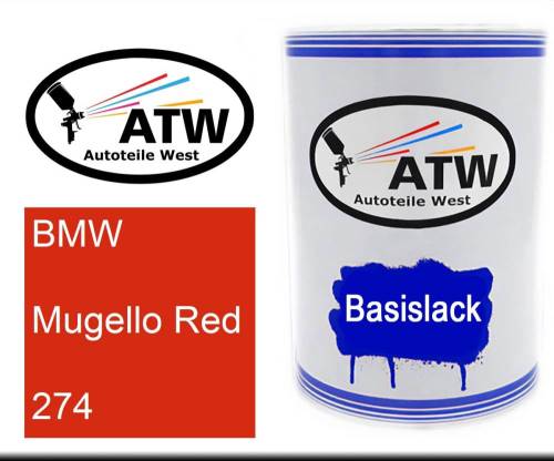 BMW, Mugello Red, 274: 500ml Lackdose, von ATW Autoteile West.